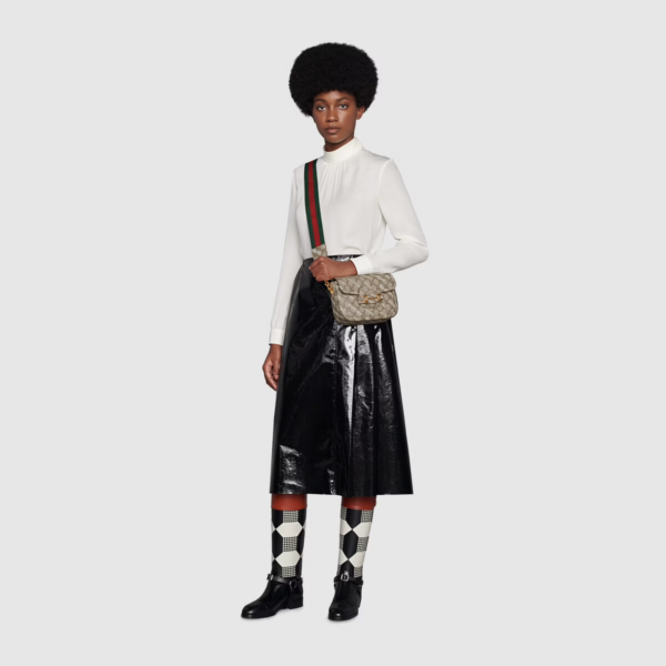 Túi Guci The Hacker Project Mini Gucci Horsebit 1955 Beige ‎658574-ULZAG-9759 - Ảnh 5