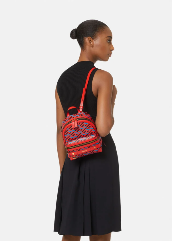 Túi Versace La Greca Signature Mini Backpack Blue Red 1003405-1A01444-5R08V - Ảnh 3