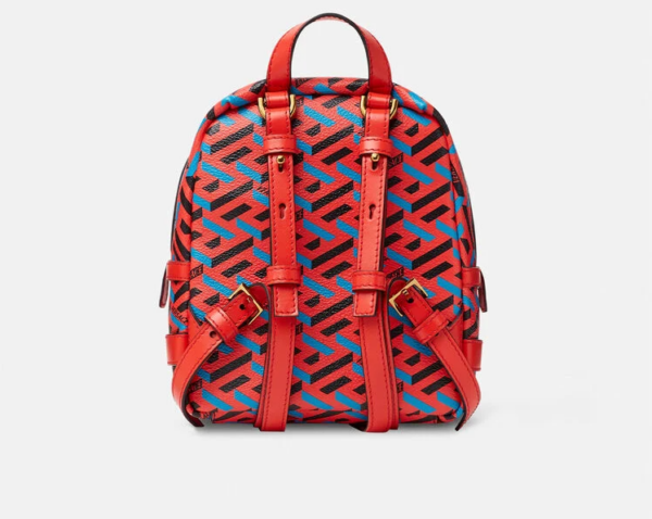 Túi Versace La Greca Signature Mini Backpack Blue Red 1003405-1A01444-5R08V - Ảnh 2