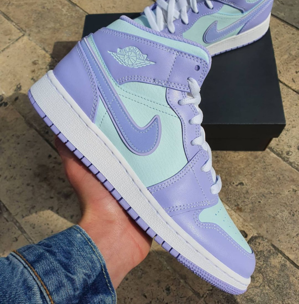 Giày Nike Air Jordan 1 Mid GS 'Purple Glacier Blue' 554725-500 - Ảnh 2