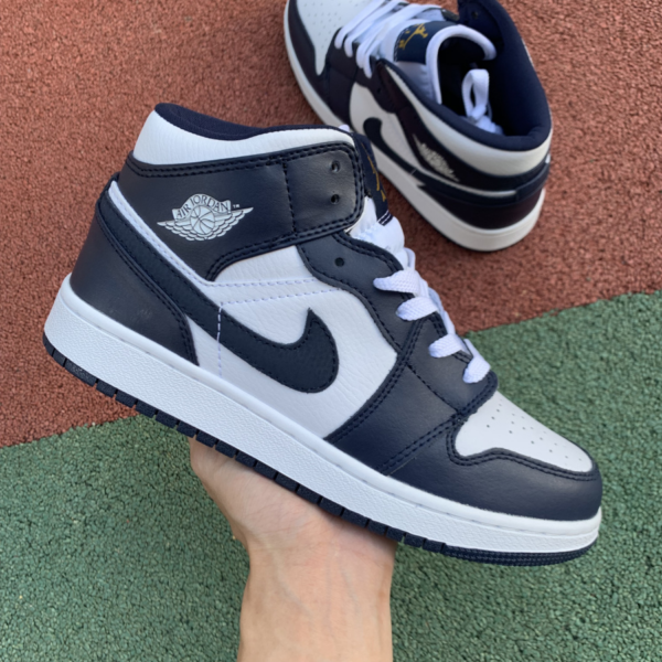 Giày Nike Air Jordan 1 Mid GS 'Obsidian' 554725-174 - Ảnh 7