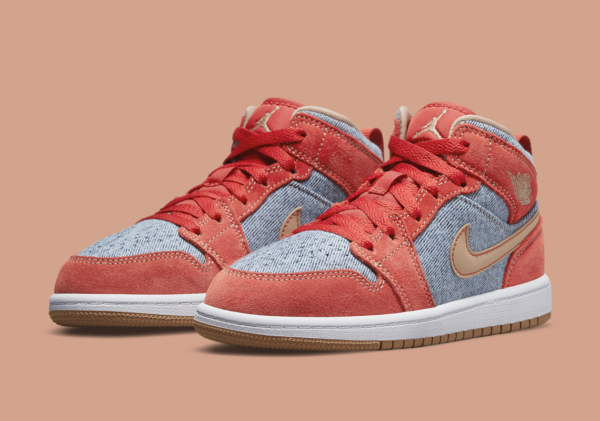 Giày Nike Air Jordan 1 Mid SE GS 'Denim Red' DM4384-600 - Ảnh 7