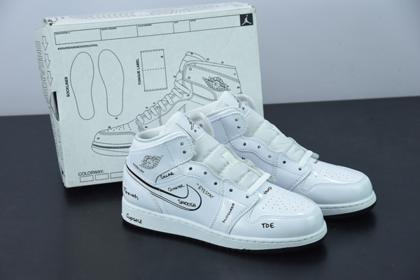 Giày Nike Air Jordan 1 Mid GS ‘Schematic’ DQ1864-100 - Ảnh 6