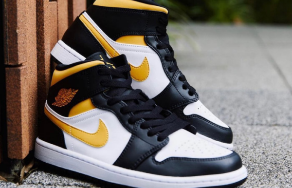 Giày Nike Air Jordan 1 Mid 'Black University Gold' 554724-177 - Ảnh 6
