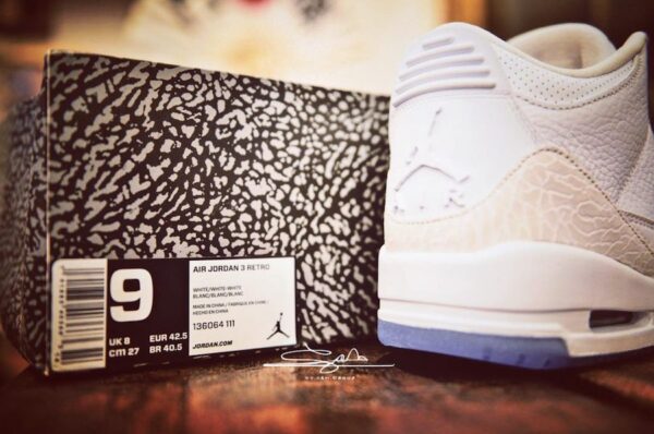 Giày Nike Air Jordan 3 Retro 'Pure White' 136064-111 - Ảnh 4