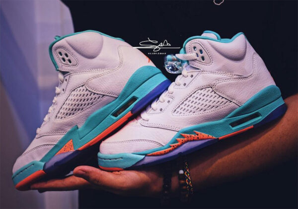 Giày Nike Air Jordan 5 Retro 'Light Aqua' 440892-100 - Ảnh 5