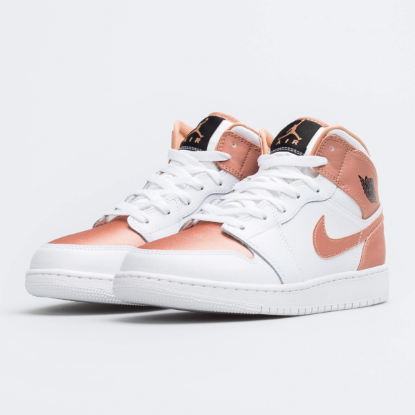 Giày Nike Air Jordan 1 Mid GS 'White Rose Gold' 555112-190 - Ảnh 5