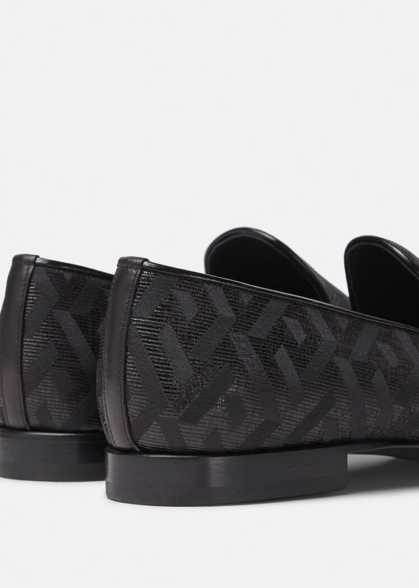 Giày Versace La Greca Metallic Jacquard Slippers Black DSU6488-1A01741-1B000 - Ảnh 4