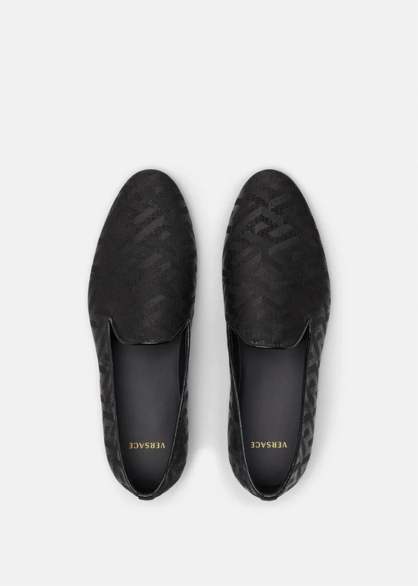 Giày Versace La Greca Metallic Jacquard Slippers Black DSU6488-1A01741-1B000 - Ảnh 2