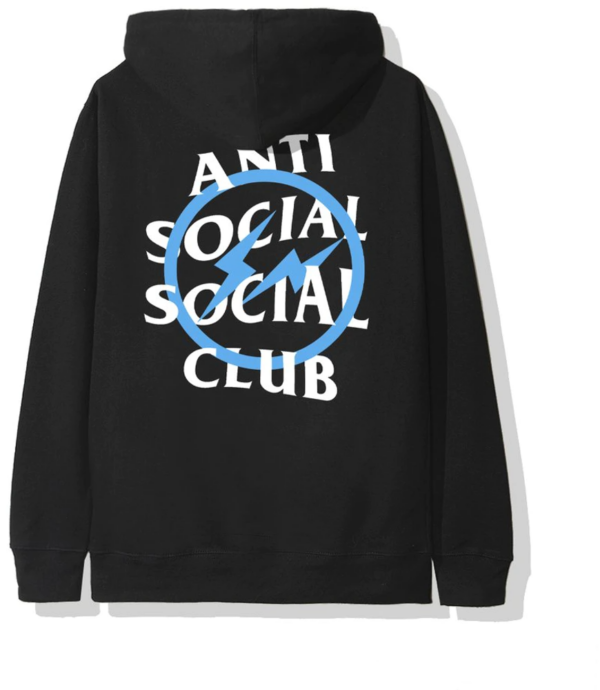 Áo Anti Social Social Club x Fragment Blue Bolt Hoodie FW19 Black ASSC-XFBBHBK - Ảnh 2