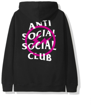 Alternative view of Áo Anti Social Social Club x Fragment Pink Bolt Hoodie Black ASSC-XFPBHBK