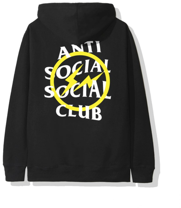 Áo Anti Social Social Club x Fragment Yellow Bolt Hoodie Black ASSC-XFYBHBK - Ảnh 2