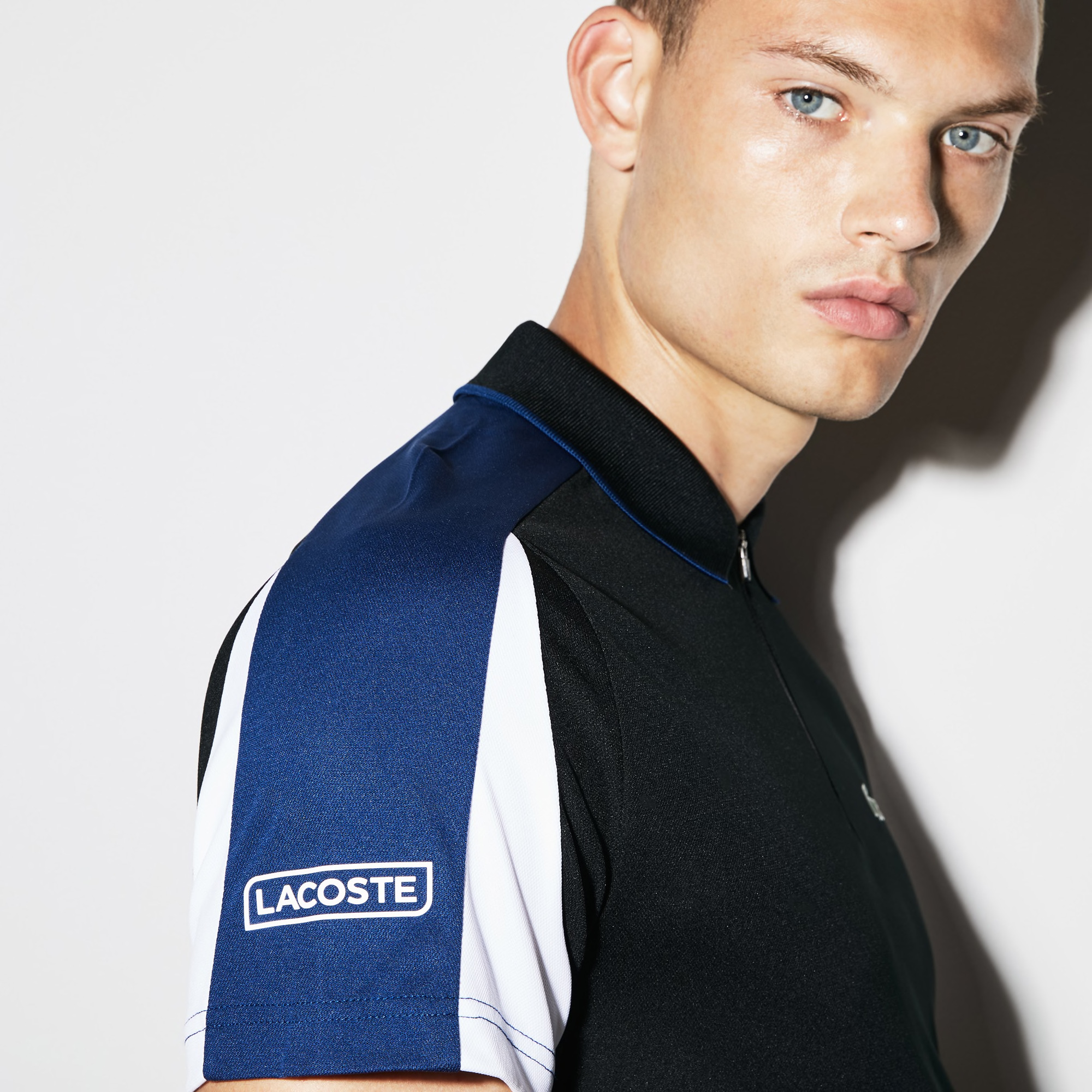 Áo Lacoste Polo Zip Neck Contrast Pique Black Navy DH9480-51-ED4 - Ảnh 3