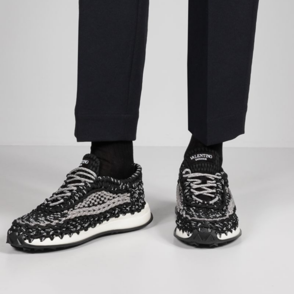 Giày Valentino Crochet Sneakers 'Black' VY0S0E41ZXB388 - Ảnh 2