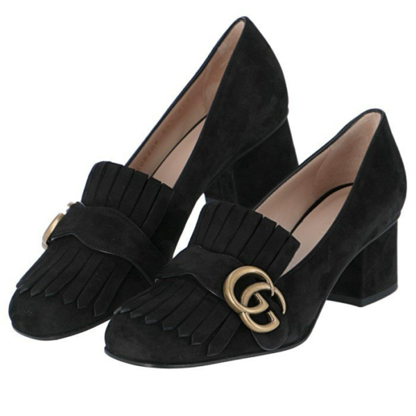 Giày Gucci Leather Mid-Heel Pump 408208-C2000-1000 - Ảnh 4