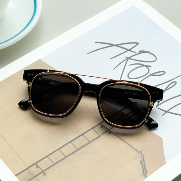 Kính Gentle Monster Gold-Tone Frame Clip-On Sunglasses - Ảnh 2