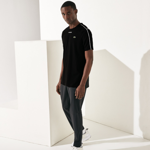 Ao Lacoste Sport Piped Cotton T-Shirt Black White TH4915-6KJ