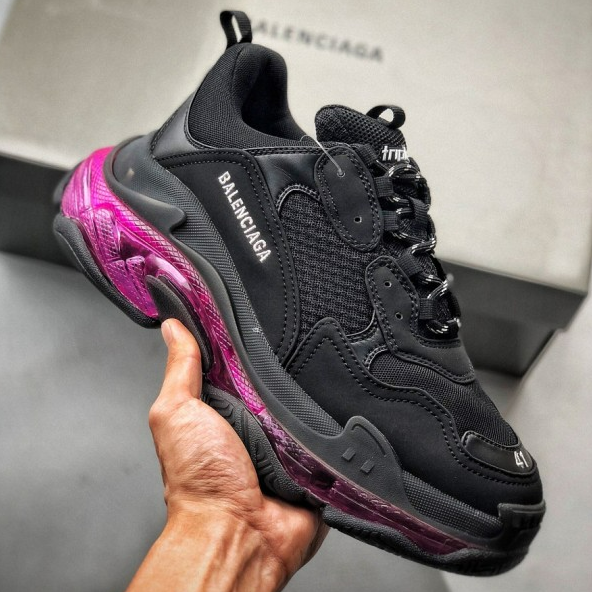 Giày Balenciaga Triple S Sneaker 'Clear Sole Black Pink Neon' 541624-W2FR1-1053 - Ảnh 4