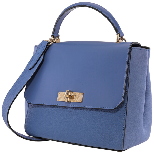 Túi Bally B Turnlock Leather 'Blue' 6222058 - Ảnh 3