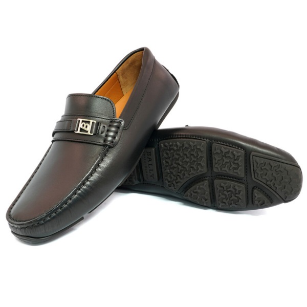 Giày Bally Leather Driver Piquet Loafers 'Black' 6221289 - Ảnh 2