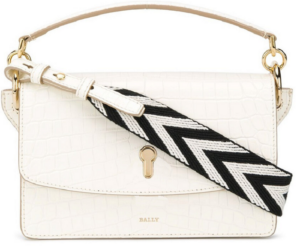 Túi Bally Crocodile-Effect Chevron-Strap 'White' 6230927