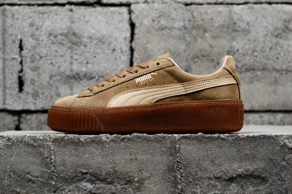 Giày Puma Basket Suede Platform Oatmeal Gum Beige Gold 363559-03 - Ảnh 3