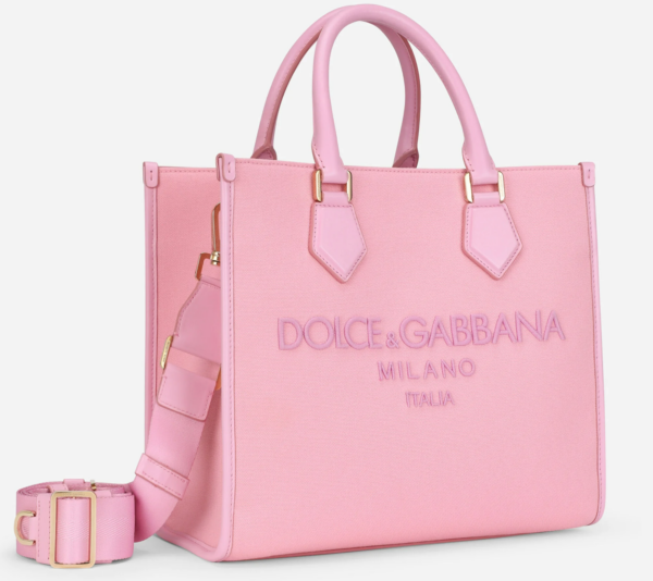 Túi Dolce & Gabbana Canvas Shopper With Embroidered Logo Pink BB2012AY4058I439 - Ảnh 4