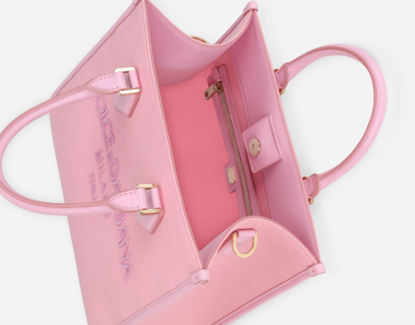 Túi Dolce & Gabbana Canvas Shopper With Embroidered Logo Pink BB2012AY4058I439 - Ảnh 5