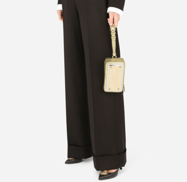 Túi Dolce & Gabbana Foiled Calfskin Plate Clutch Gold BB2066AP28780983 - Ảnh 2