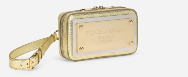Túi Dolce & Gabbana Foiled Calfskin Plate Clutch Gold BB2066AP28780983 - Ảnh 5