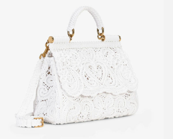 Túi Dolce & Gabbana Medium Cordonetto Lace Sicily Bag White BB6002AW71780001 - Ảnh 5