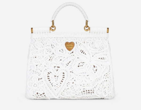 Túi Dolce & Gabbana Medium Cordonetto Lace Sicily Bag White BB6002AW71780001 - Ảnh 4