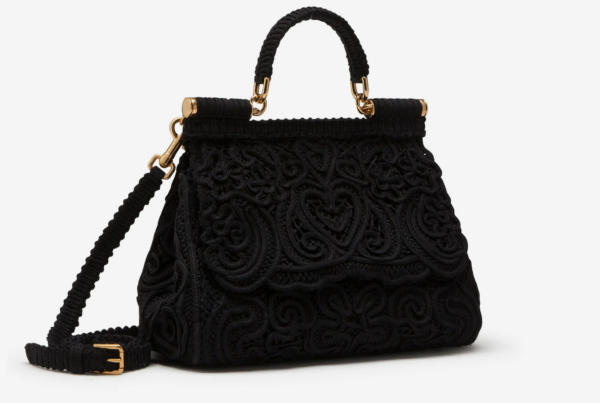 Túi Dolce & Gabbana Medium Cordonetto Lace Sicily Bag Black BB6002AW71780999 - Ảnh 4