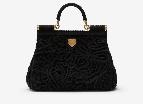 Túi Dolce & Gabbana Medium Cordonetto Lace Sicily Bag Black BB6002AW71780999 - Ảnh 3