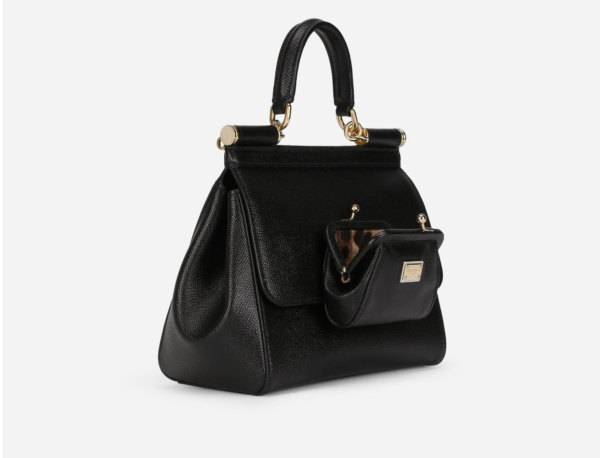 Túi Dolce & Gabbana Small Calf Skin Sicily Bag Black BB6003A100380999 - Ảnh 3