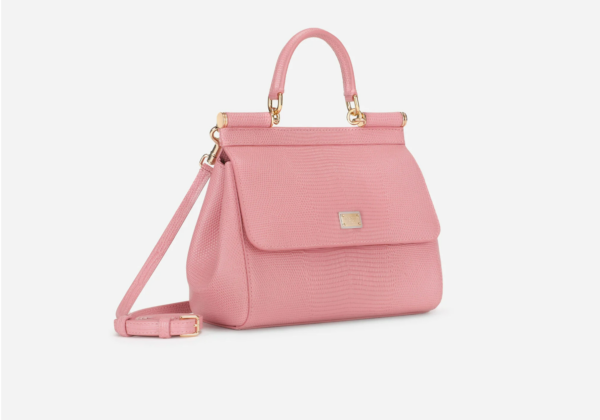Túi Dolce & Gabbana Small Sicily Bag In Dauphine Calfskin Pink BB6003A109587414 - Ảnh 5