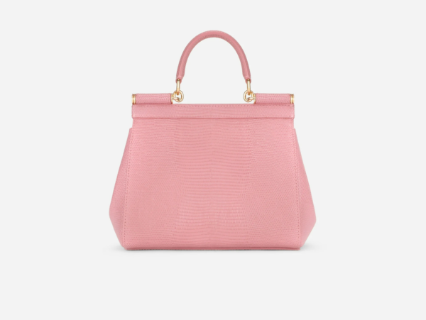 Túi Dolce & Gabbana Small Sicily Bag In Dauphine Calfskin Pink BB6003A109587414 - Ảnh 4