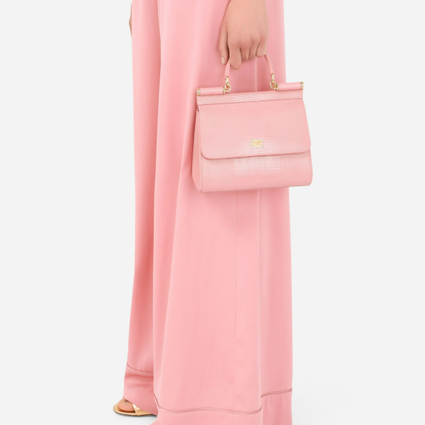 Túi Dolce & Gabbana Small Sicily Bag In Dauphine Calfskin Pink BB6003A109587414 - Ảnh 2