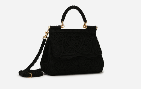 Túi Dolce & Gabbana Small Cordonetto Lace Sicily Bag Black BB6003AW71780999 - Ảnh 4