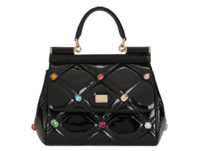Túi Dolce & Gabbana Small Patent Leather Sicily Bag With Rhinestones