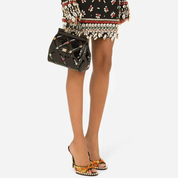 Túi Dolce & Gabbana Small Patent Leather Sicily Bag With Rhinestones - Ảnh 2