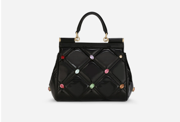 Túi Dolce & Gabbana Small Patent Leather Sicily Bag With Rhinestones - Ảnh 4