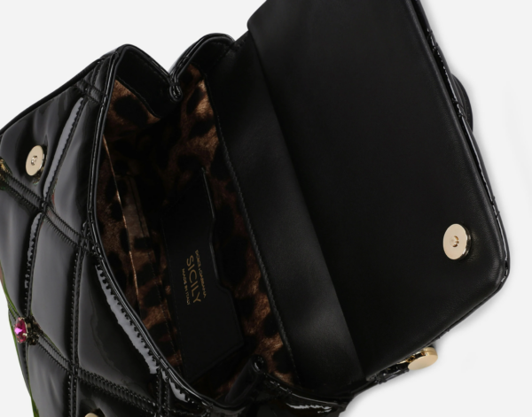 Túi Dolce & Gabbana Small Patent Leather Sicily Bag With Rhinestones - Ảnh 3