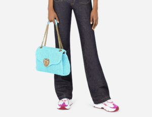 Alternative view of Túi Dolce & Gabbana Large Knit Devotion Shoulder Bag Azure BB6949AQ15180603