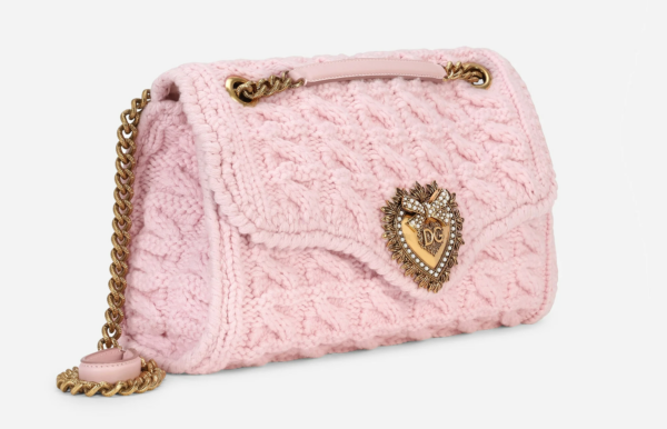 Túi Dolce & Gabbana Large Knit Devotion Shoulder Bag Pink BB6949AQ44080470 - Ảnh 5
