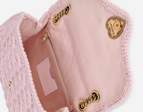 Túi Dolce & Gabbana Large Knit Devotion Shoulder Bag Pink BB6949AQ44080470 - Ảnh 3