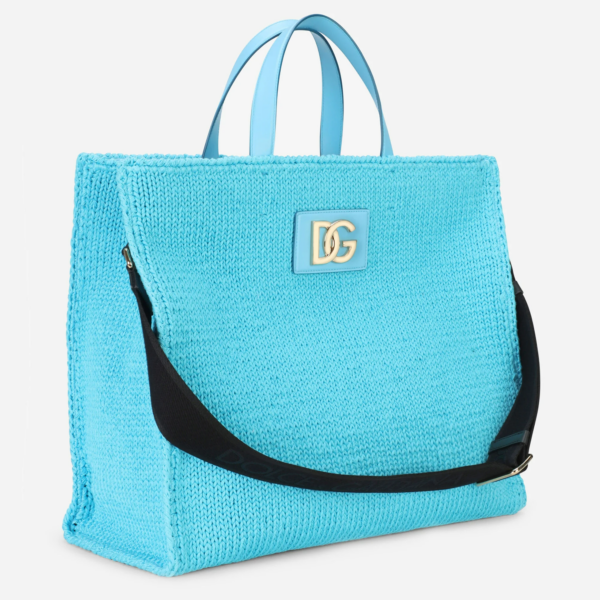 Túi Dolce & Gabbana Knit Large Beatrice Shopper Azure BB6953AQ42780603 - Ảnh 2