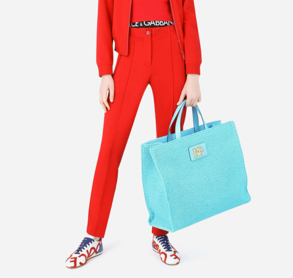 Túi Dolce & Gabbana Knit Large Beatrice Shopper Azure BB6953AQ42780603 - Ảnh 4
