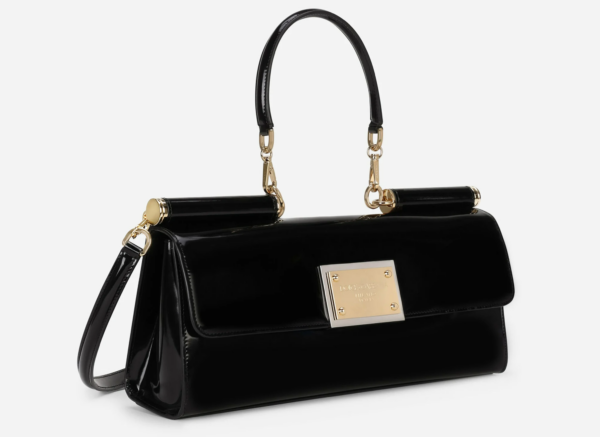 Túi Dolce & Gabbana 90s Sicily Bag In Shiny Calfskin Black BB7007A103780999 - Ảnh 5