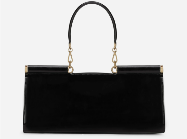 Túi Dolce & Gabbana 90s Sicily Bag In Shiny Calfskin Black BB7007A103780999 - Ảnh 4
